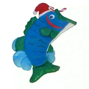 Lot Of 2- RIGRAP MFS-B FUN! Merry Fishmas Stocking, Blue & Red, 22"+ x 12"